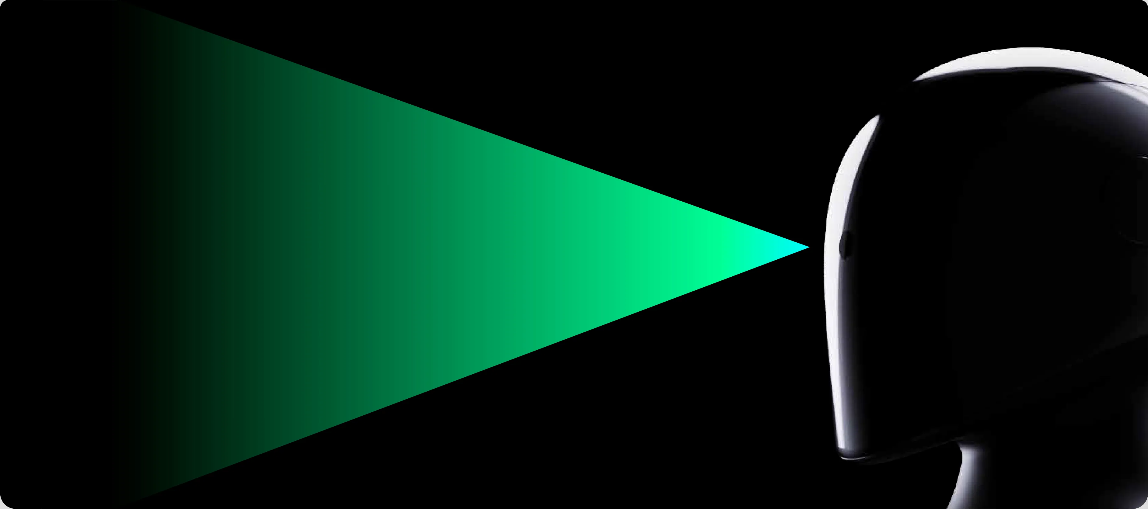MARK One head in profile with a green scanning cone