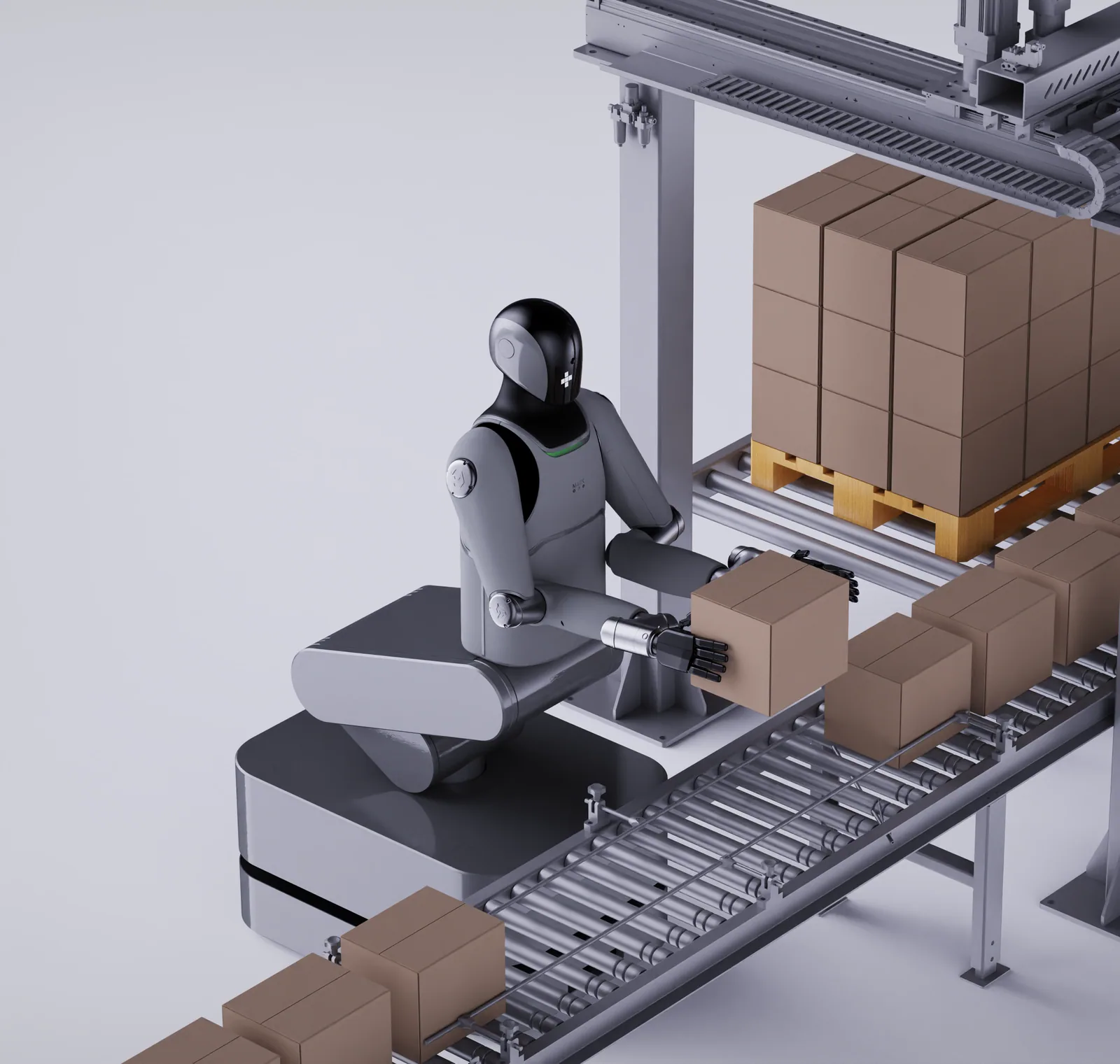 MARK One at a packing bench with a conveyor
