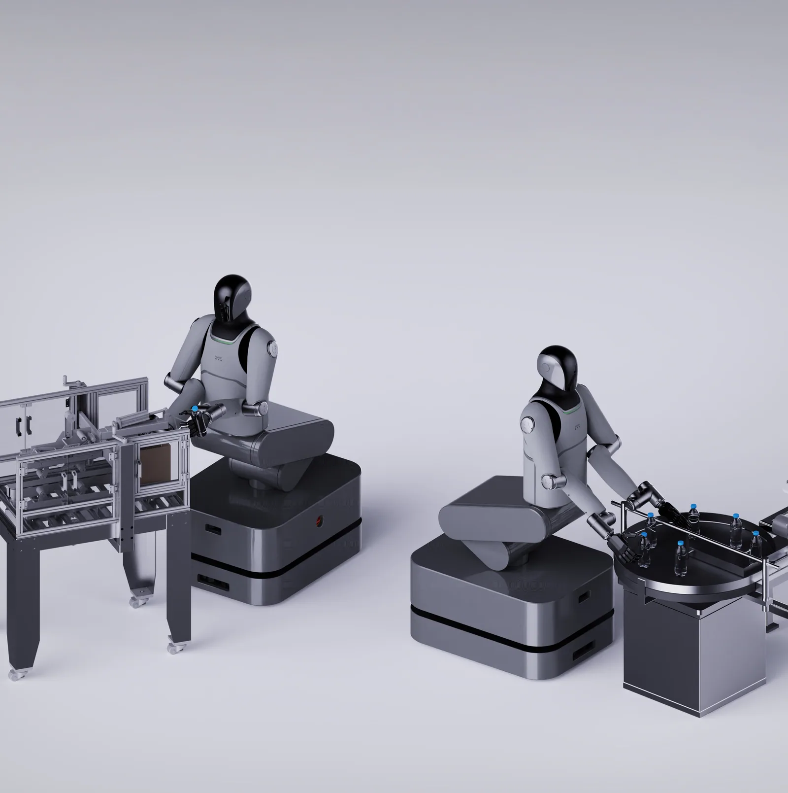 Two MARK One units moving items between workstations
