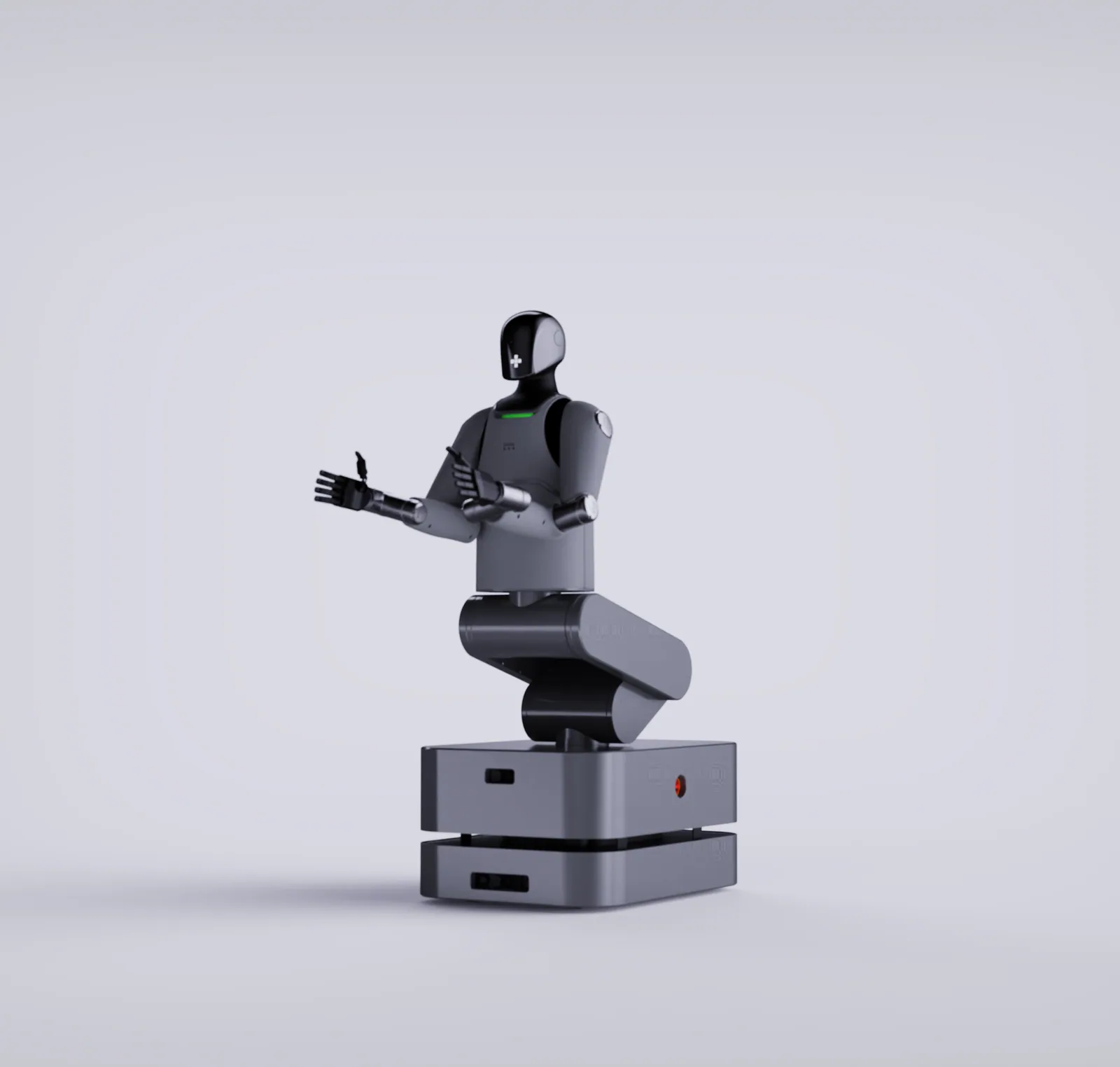 MARK One seated on its base with its hands together